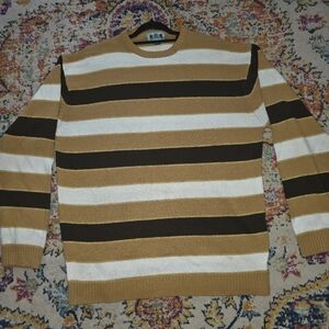 mark. Men's Crewneck Sweater in Brown and Cream Stripes